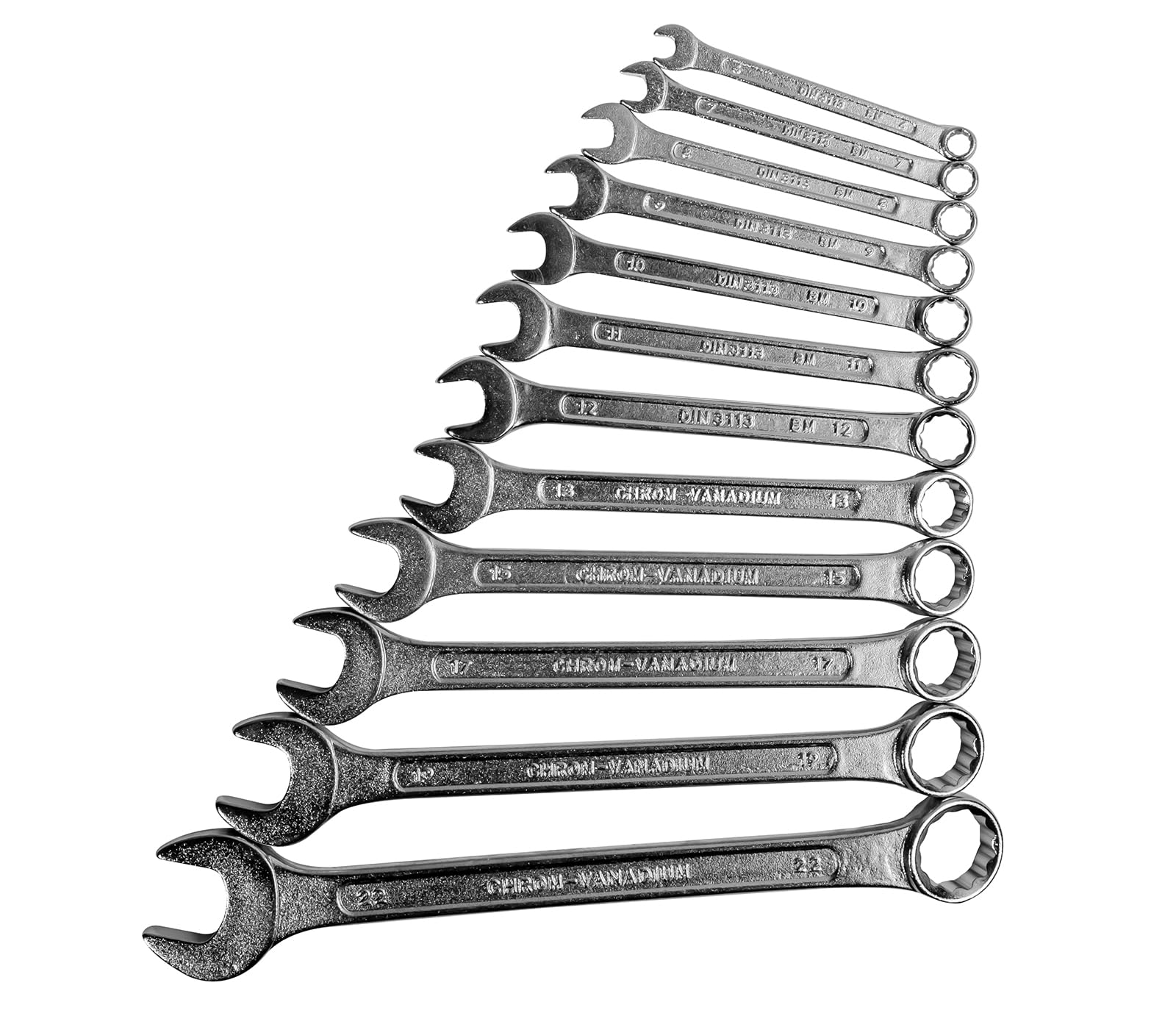 Mannesmann M19652 Llaves combinadas, DIN 3113, Acero CV, 6-22 mm